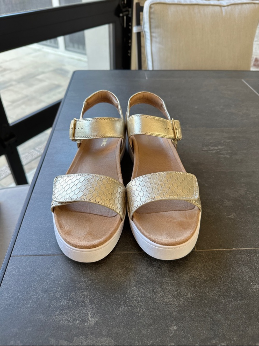 Metallic Gold Platform Sandals - Picture 2 of 6